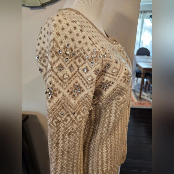 Telluride Clothing Co. Size Small Fair Isle Sweater Cardigan Lambswool Jeweled - Picture 4 of 10